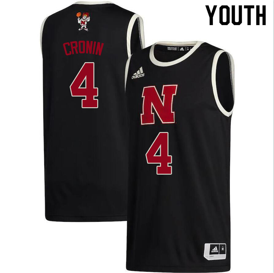 Youth #4 Jackson Cronin Nebraska Cornhuskers College Basketball Jerseys Sale-Black - Click Image to Close